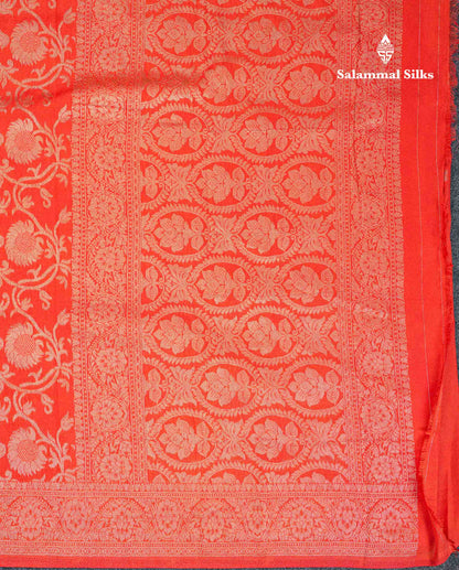 Beautiful Orange Semi Georgette Saree With Fancy Border