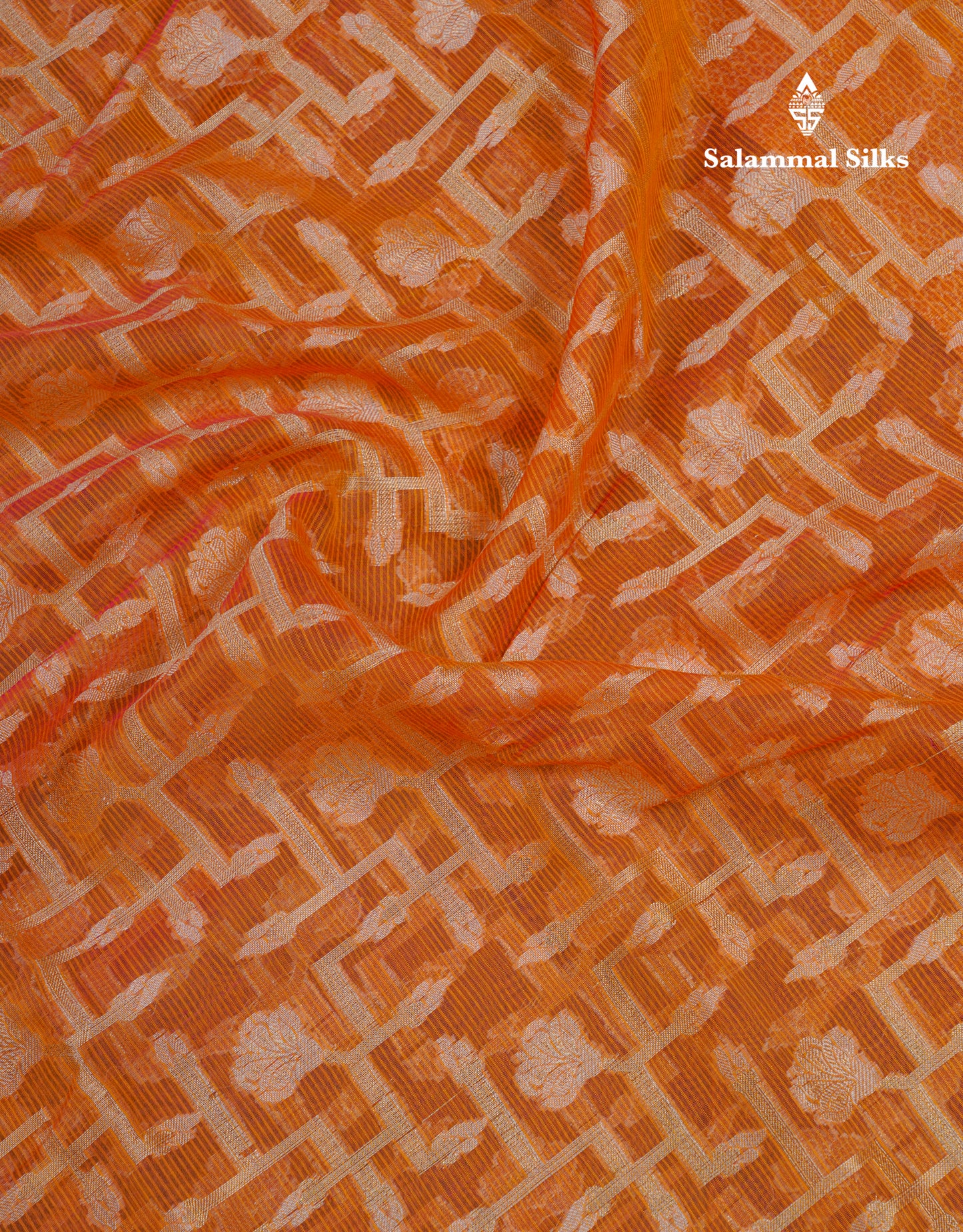 Beautiful Dual Tone Pinkish Orange Fancy Kota Mix Saree With Self Designer Blouse
