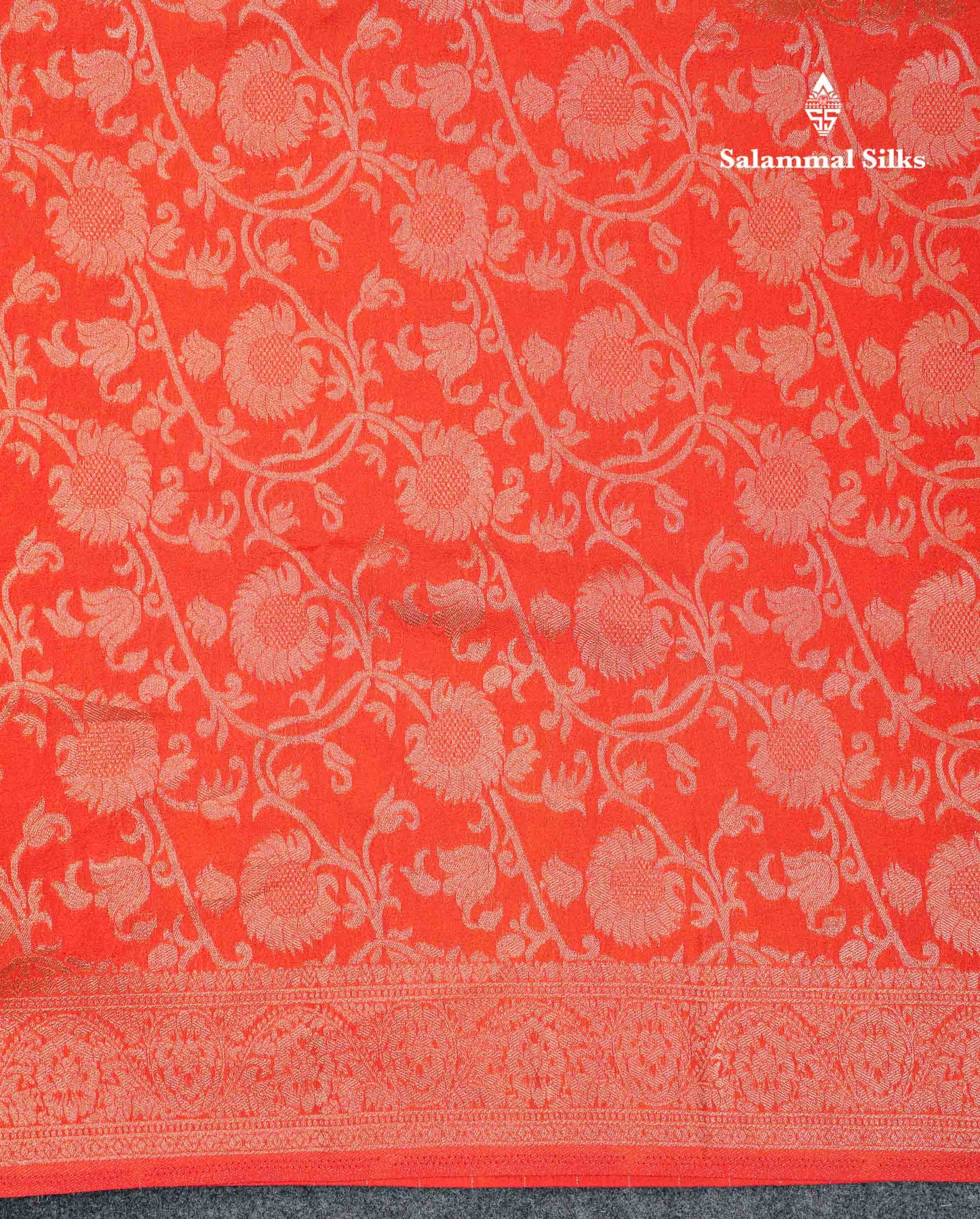 Beautiful Orange Semi Georgette Saree With Fancy Border