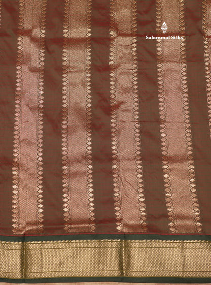 9 Yards Semi Silk Saree Peacock Green Colour with Pink Border