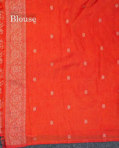 Beautiful Orange Semi Georgette Saree With Fancy Border