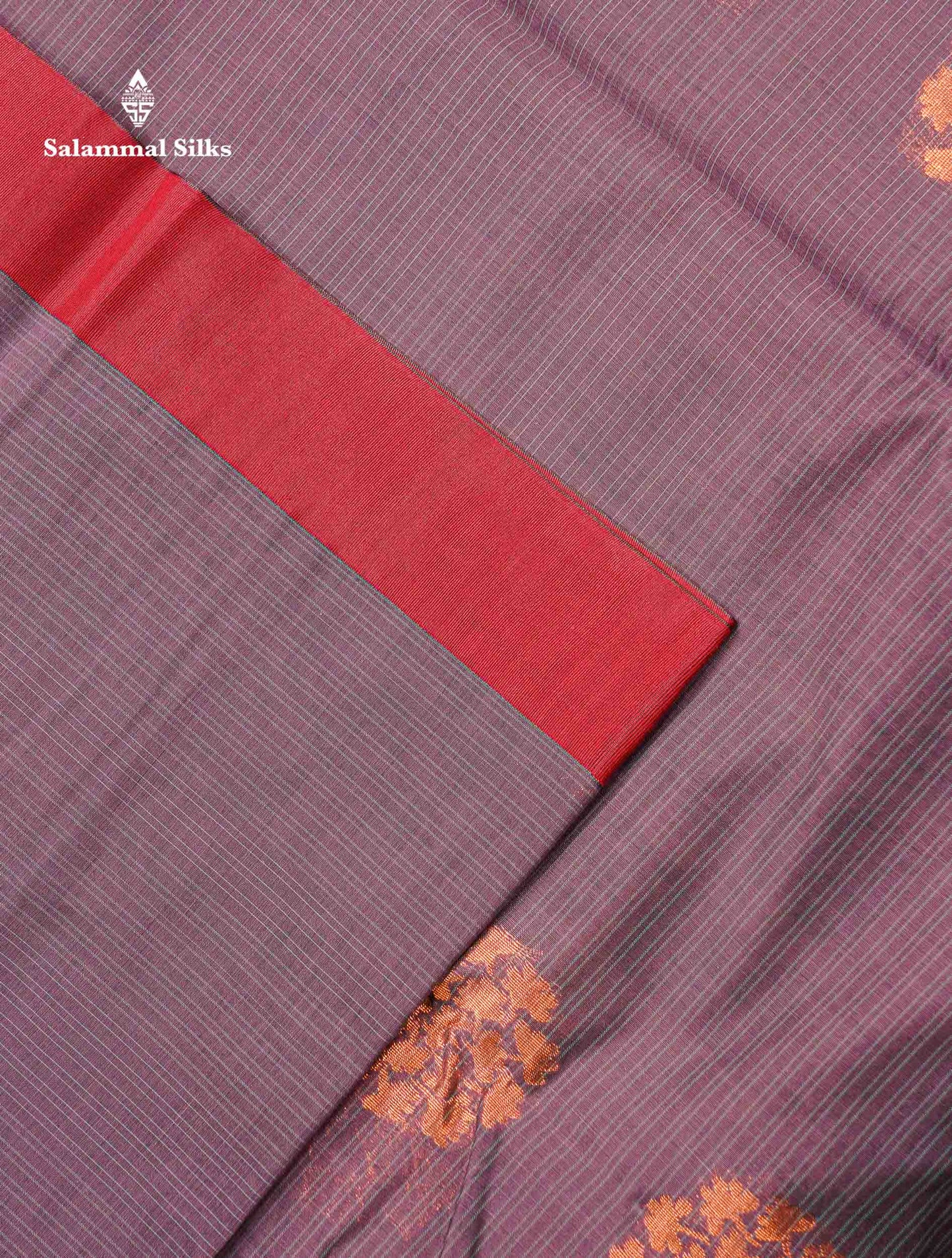 Beautiful Pastel Violet Copper Zari Butta Kota Cotton Saree With Contrast Maroon Fancy Border