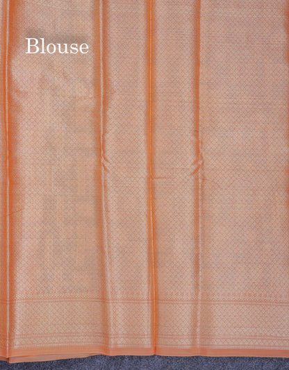Beautiful Dark Peach Fancy Kota Mix Saree With Self Designer Blouse