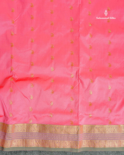 Semi Silk Saree - Magenta Pink Colour Body With Traditional Border | 9.5 Yards