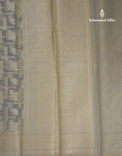 Beautiful Dark Peach Fancy Kota Mix Saree With Self Designer Blouse