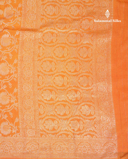 Beautiful Orange Semi Georgette Saree With Fancy Border