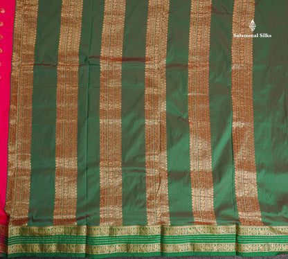 Semi Silk Saree - Magenta Pink Colour Body With Traditional Border | 9.5 Yards