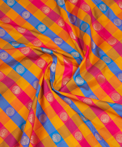9.5 Yards Semi Silk Saree Paalum Pazham Checks With Traditional Border