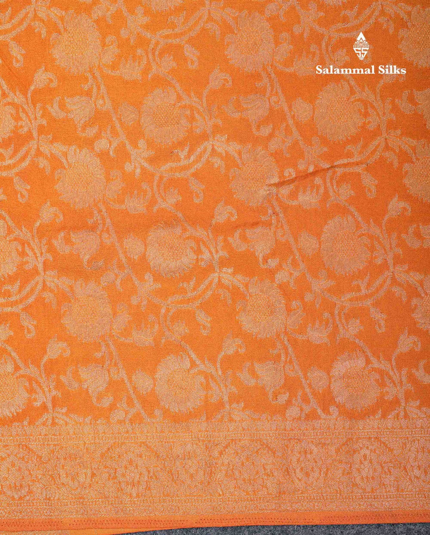 Beautiful Orange Semi Georgette Saree With Fancy Border