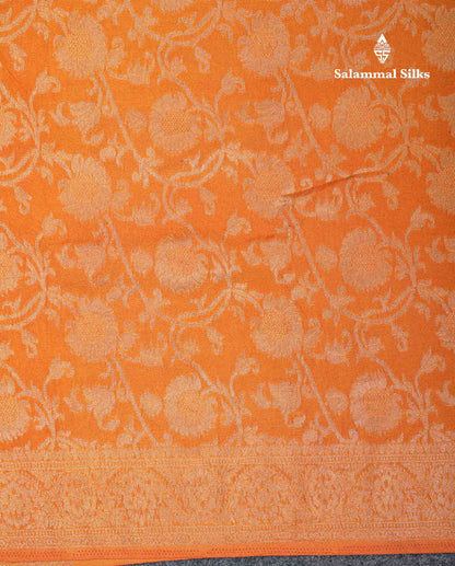 Beautiful Orange Semi Georgette Saree With Fancy Border