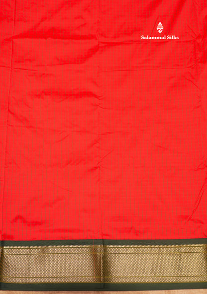 9 Yards Semi Silk Saree Peacock Green Colour with Pink Border