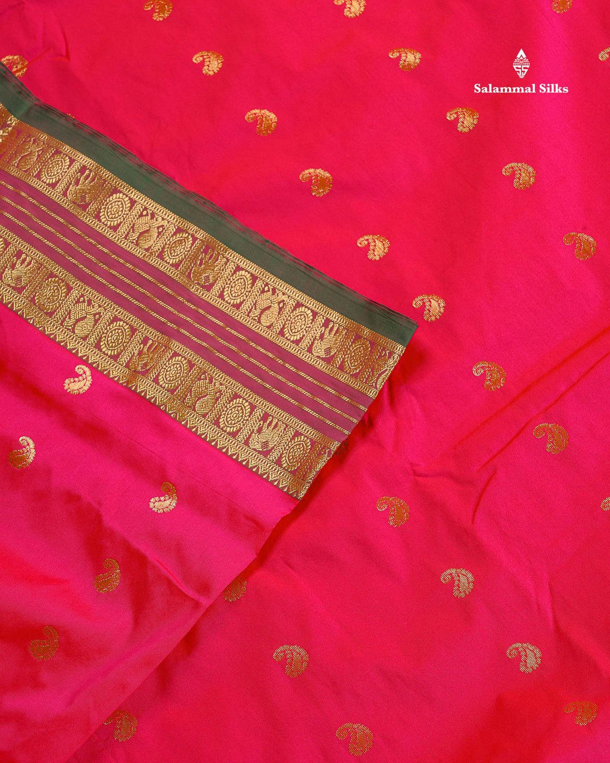 Semi Silk Saree - Magenta Pink Colour Body With Traditional Border | 9.5 Yards