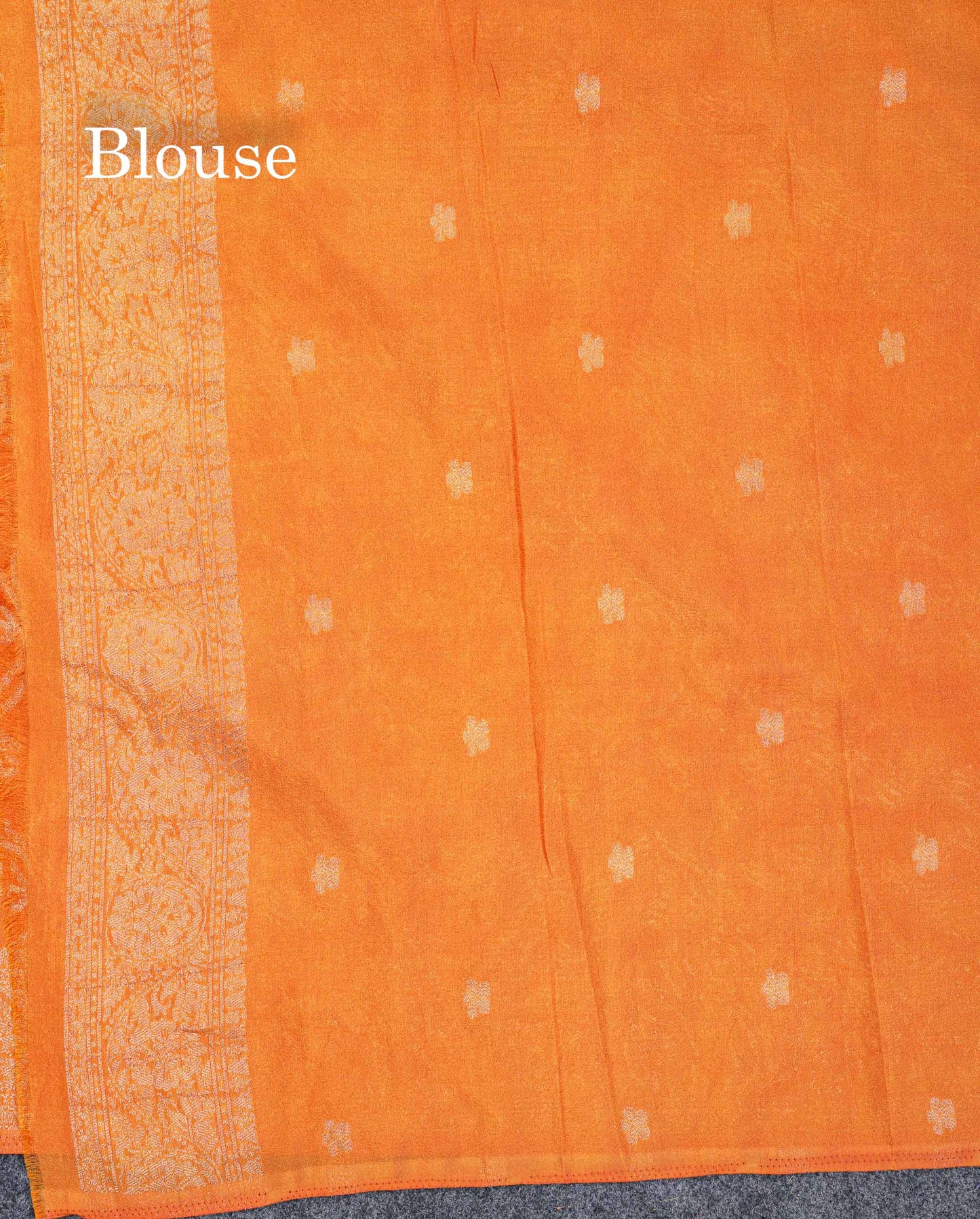 Beautiful Orange Semi Georgette Saree With Fancy Border