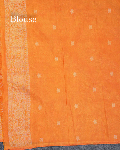 Beautiful Orange Semi Georgette Saree With Fancy Border