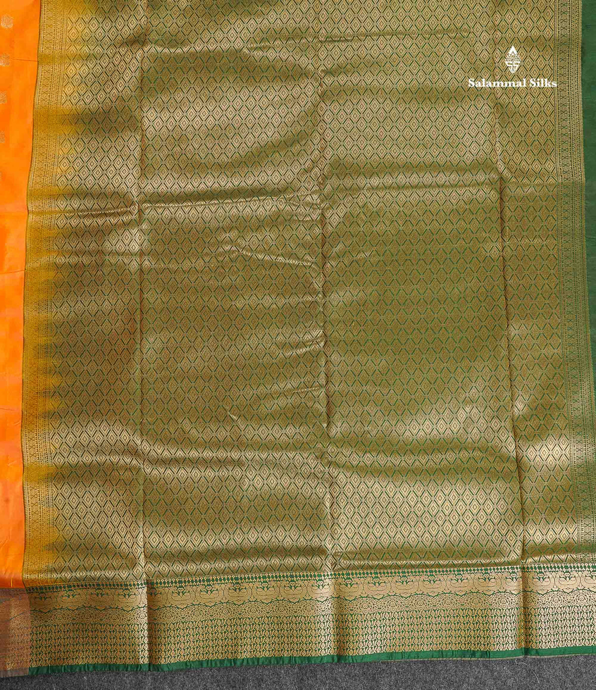 Semi Silk Saree - Orange Colour Body Zari Butta With Traditional Border | 9.5 Yards