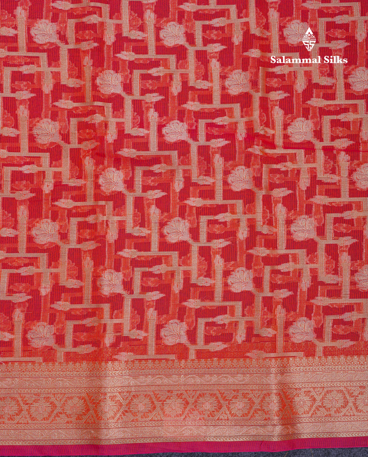 Beautiful Dual Tone Pinkish Orange Fancy Kota Mix Saree With Self Designer Blouse