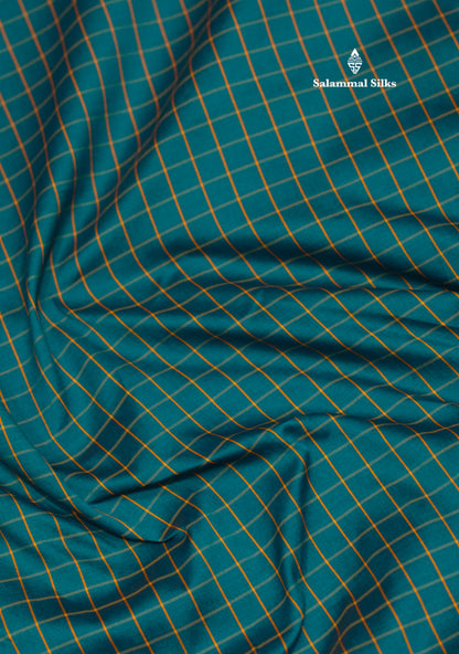 9 Yards Semi Silk Saree Peacock Green Colour with Pink Border