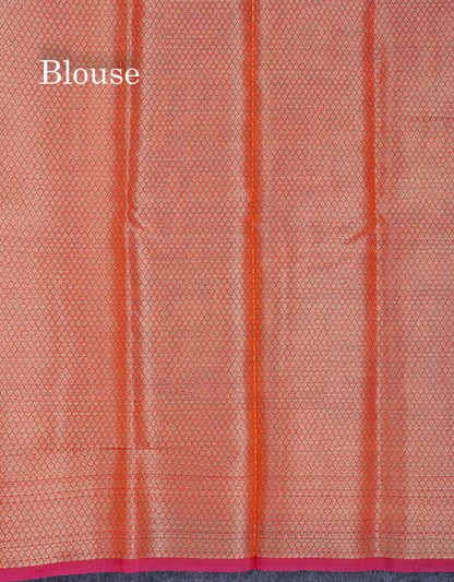 Beautiful Dual Tone Pinkish Orange Fancy Kota Mix Saree With Self Designer Blouse