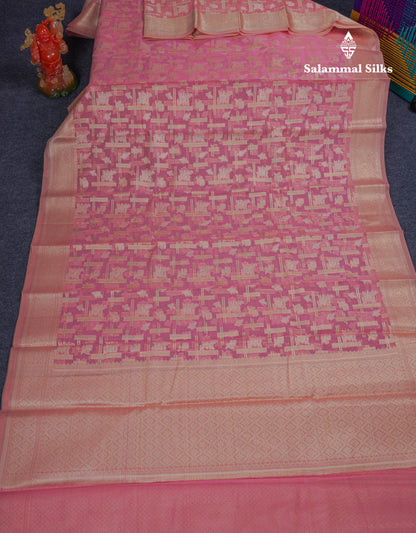Beautiful Dark Peach Fancy Kota Mix Saree With Self Designer Blouse