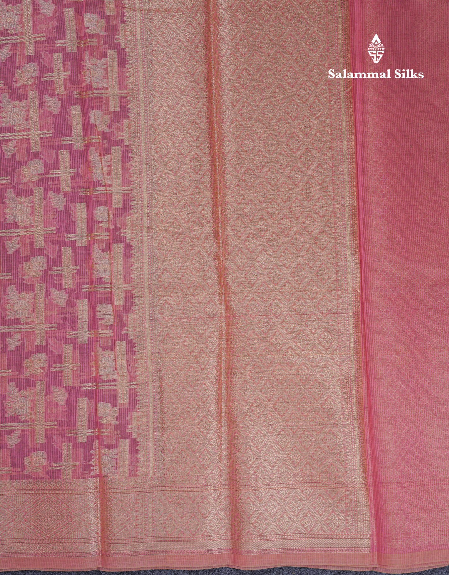 Beautiful Dark Peach Fancy Kota Mix Saree With Self Designer Blouse