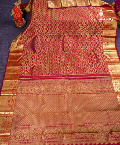 Beautiful Dark Maroon Bridal Menakari Work Pure Kanjivaram Silk Saree With Traditional Border