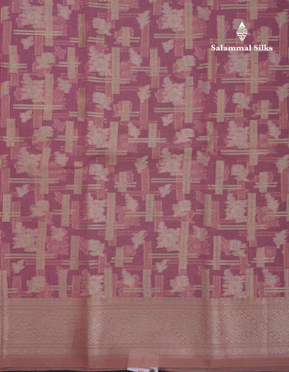 Beautiful Dark Peach Fancy Kota Mix Saree With Self Designer Blouse