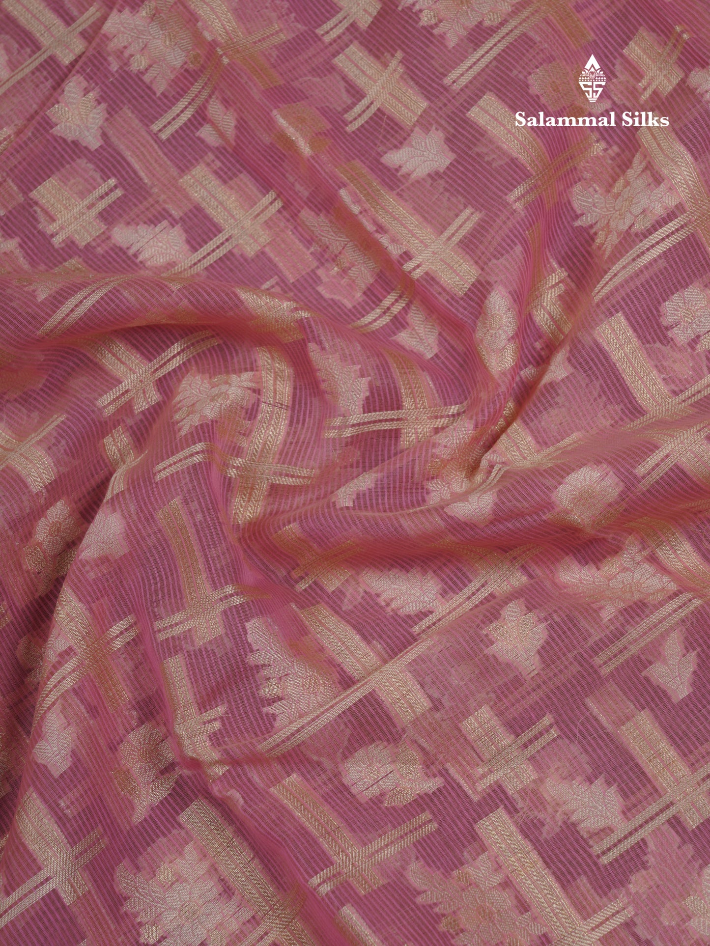 Beautiful Dark Peach Fancy Kota Mix Saree With Self Designer Blouse
