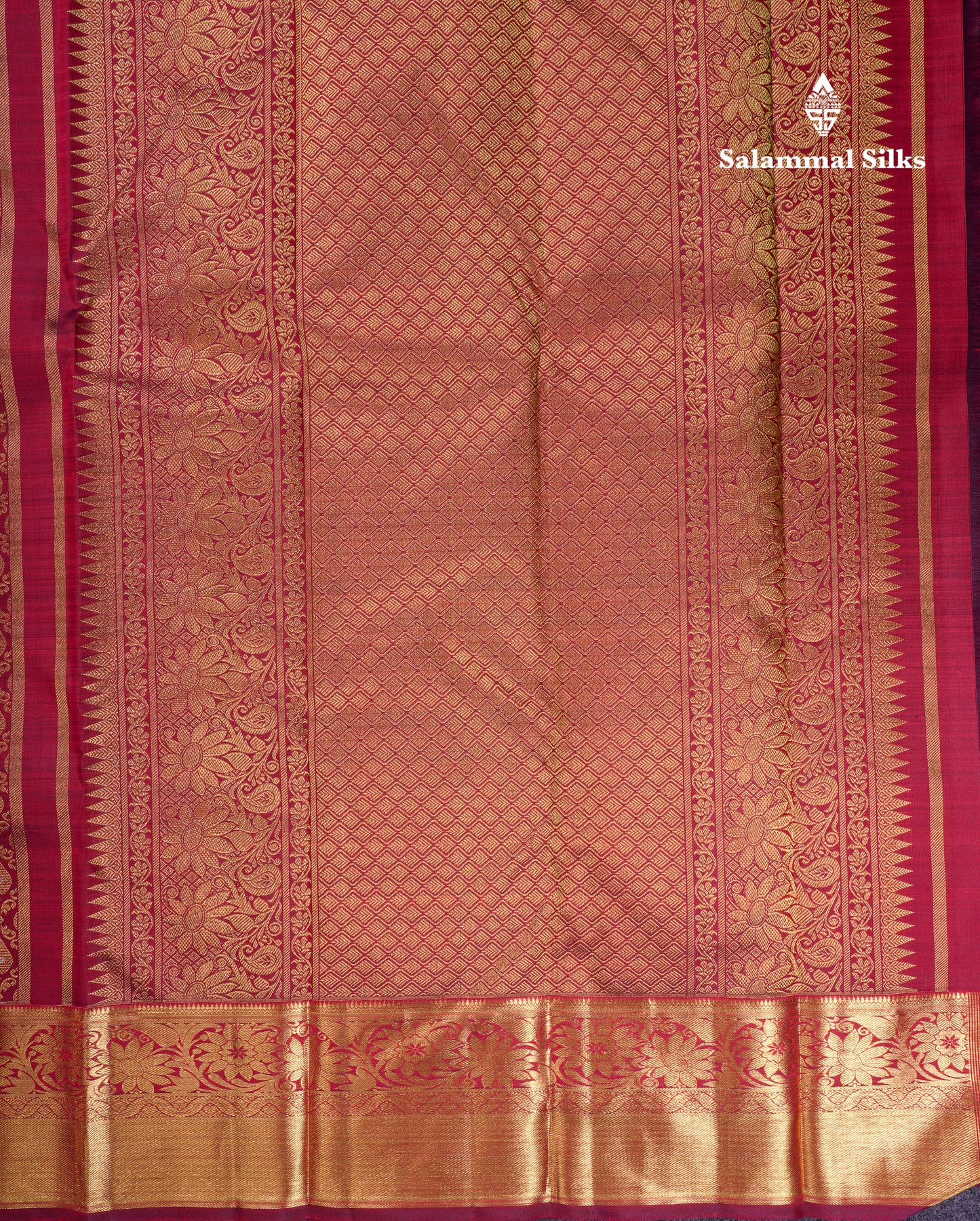 Beautiful Dark Maroon Bridal Menakari Work Pure Kanjivaram Silk Saree With Traditional Border