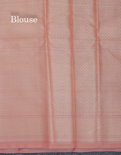 Beautiful Dark Peach Fancy Kota Mix Saree With Self Designer Blouse
