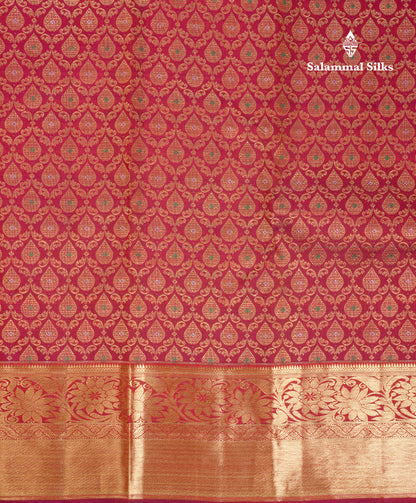 Beautiful Dark Maroon Bridal Menakari Work Pure Kanjivaram Silk Saree With Traditional Border