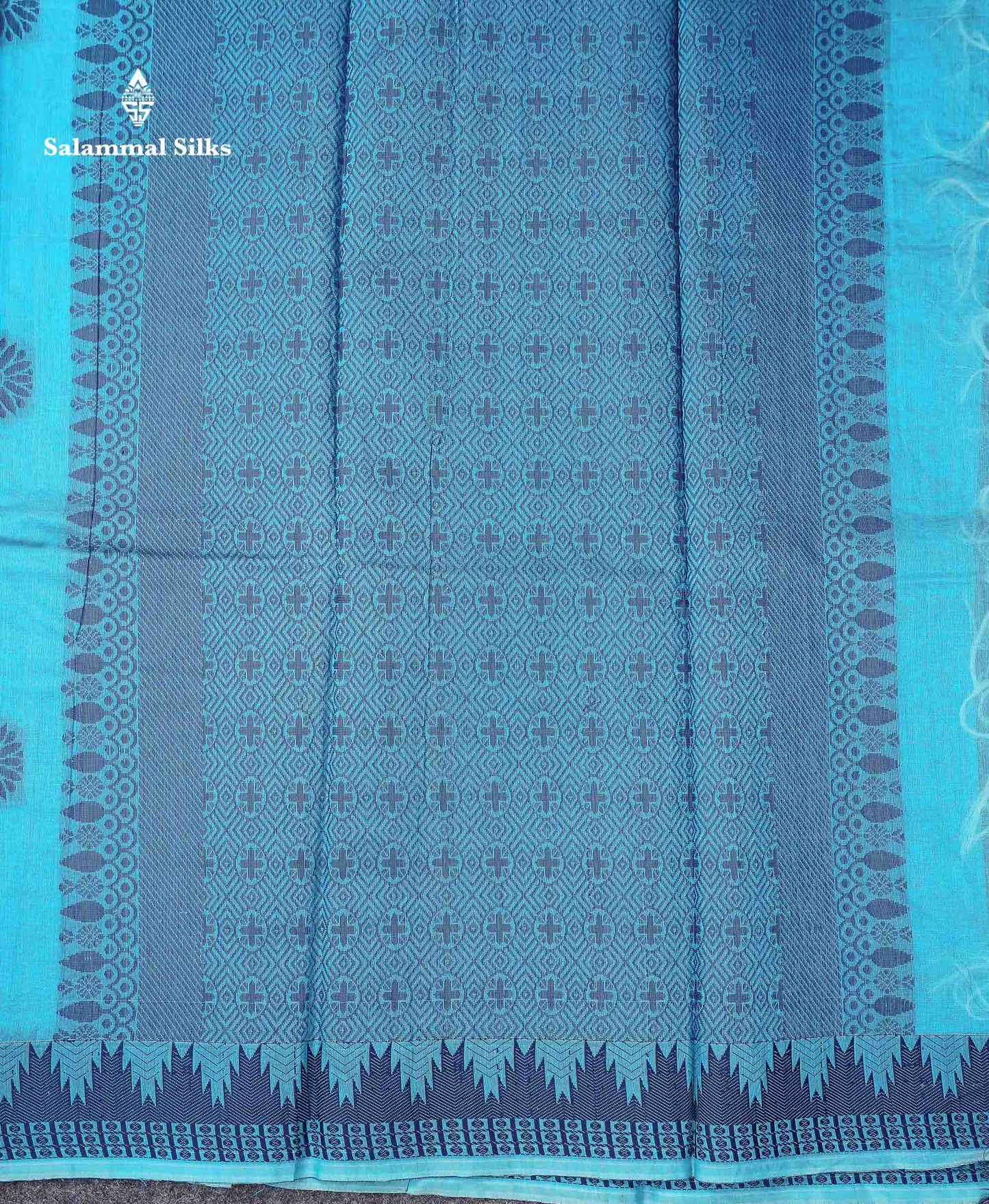 Beautiful Peach Pink Thread Work Kota Cotton Saree With Contrast Dual Tone Blue Traditional Border