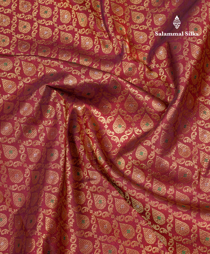 Beautiful Dark Maroon Bridal Menakari Work Pure Kanjivaram Silk Saree With Traditional Border