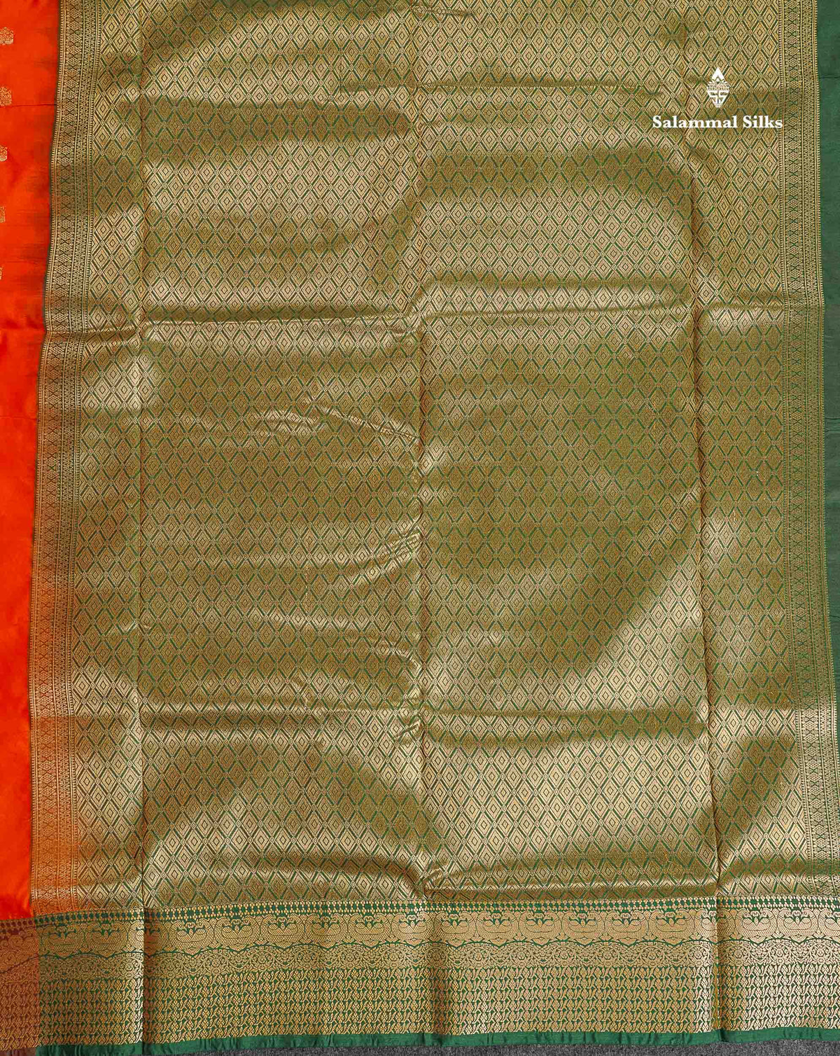 Semi Silk Saree - Orange Colour Body Zari Butta With Traditional Border | 9.5 Yards