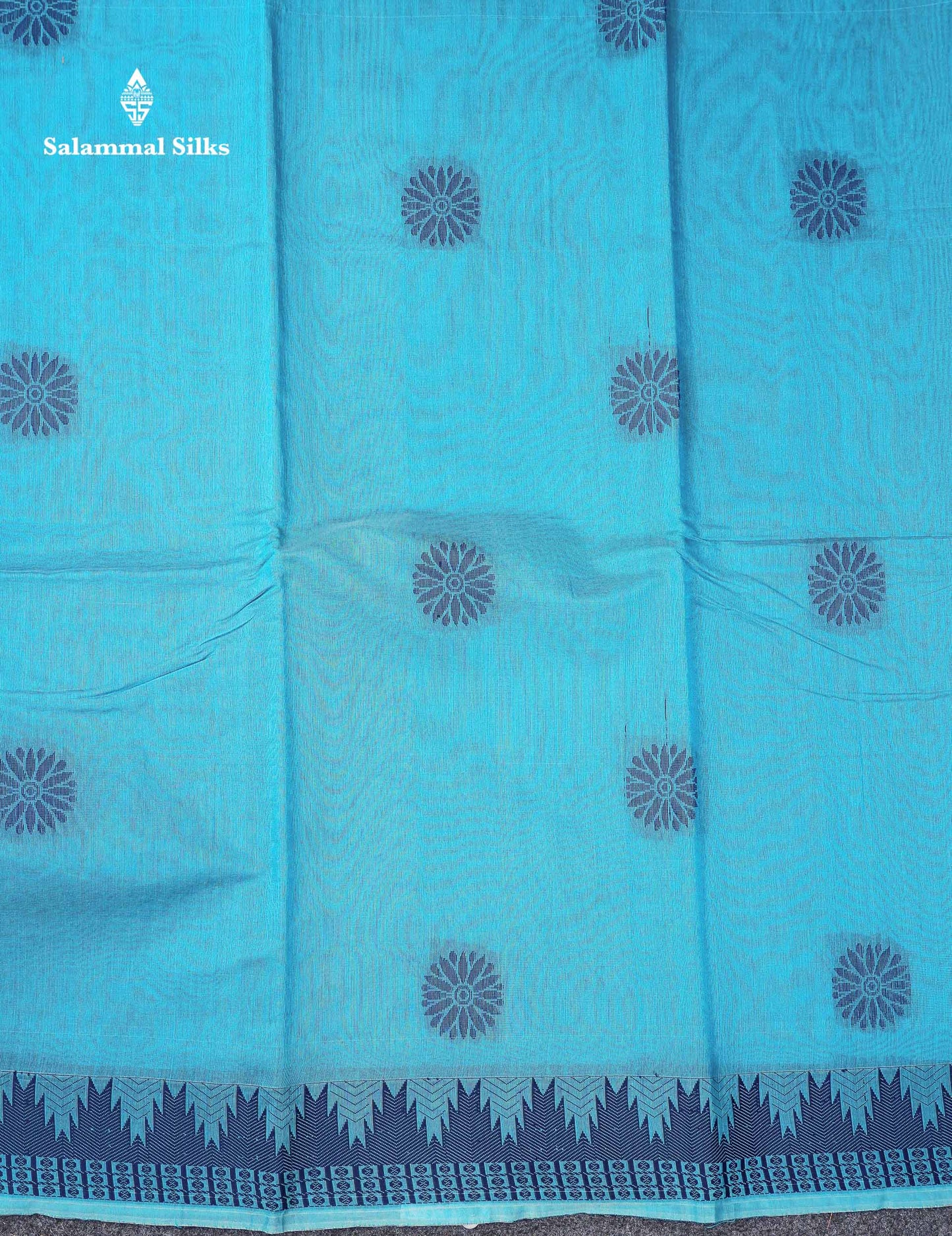 Beautiful Peach Pink Thread Work Kota Cotton Saree With Contrast Dual Tone Blue Traditional Border