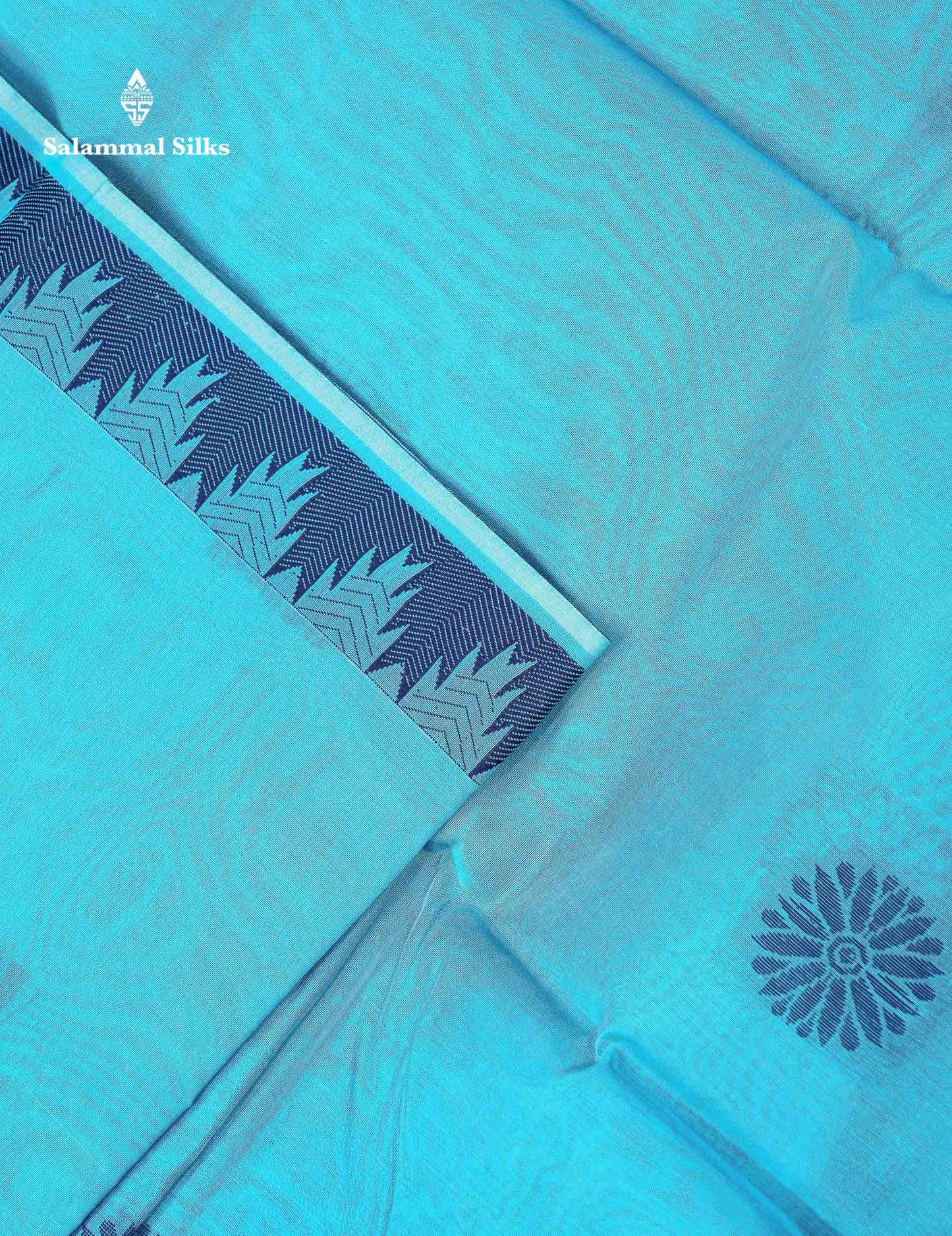 Beautiful Peach Pink Thread Work Kota Cotton Saree With Contrast Dual Tone Blue Traditional Border
