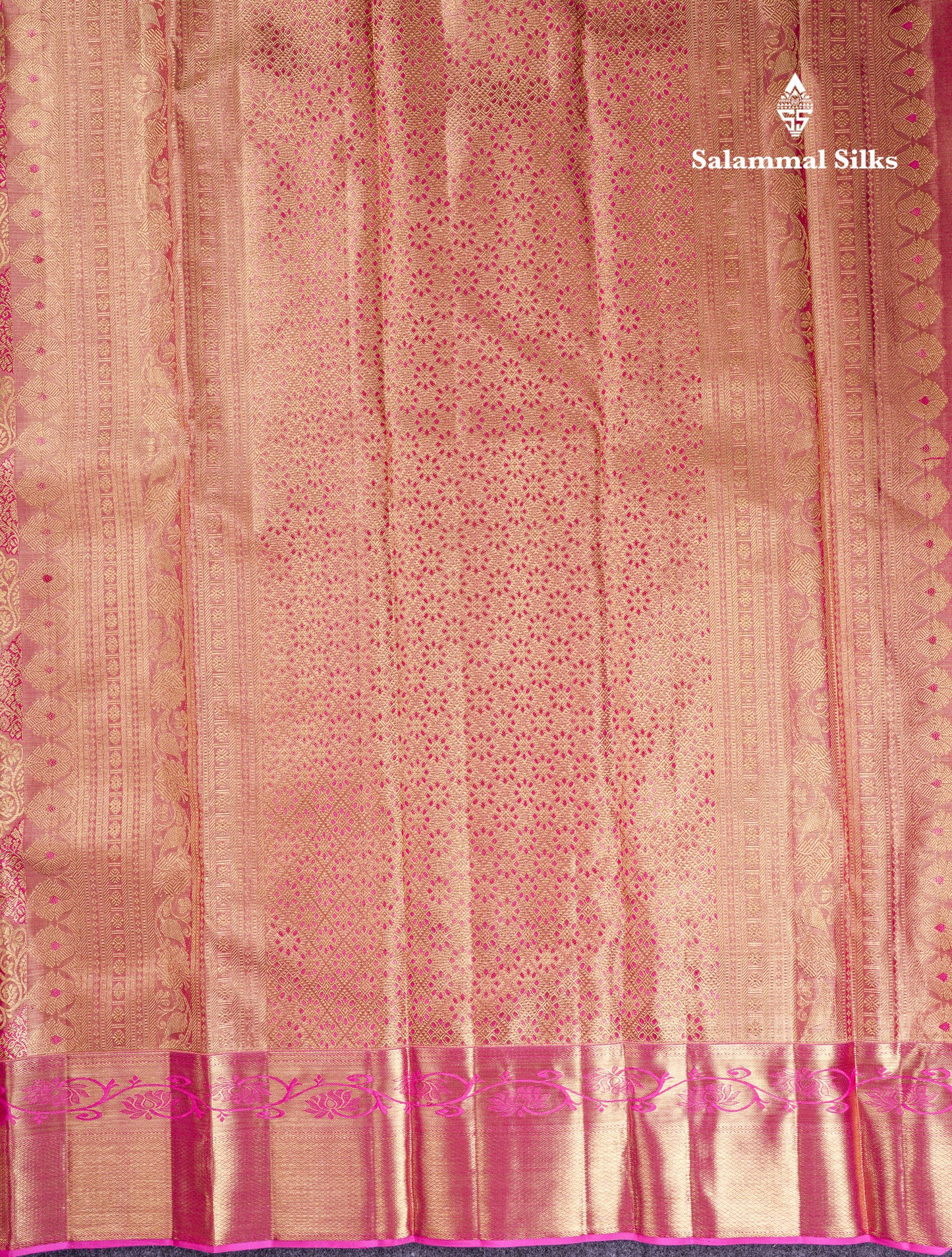 Beautiful Light Pink Tissue Bridal Pure Kanjivaram Silk Saree With Contrast Pink Traditional Border