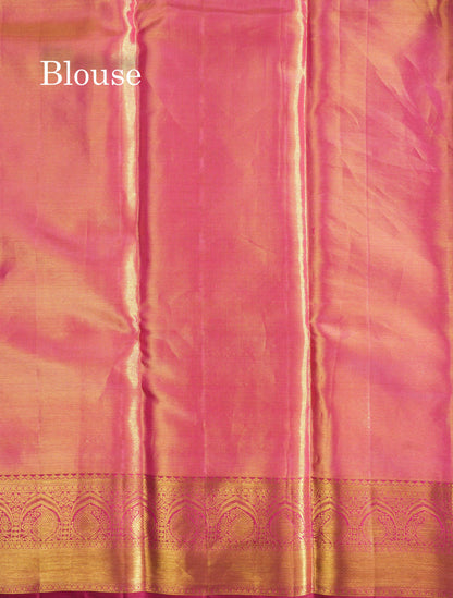 Sandal Tissue Bridal Pure Kanjivaram Silk Saree With Contrast Magenta Border