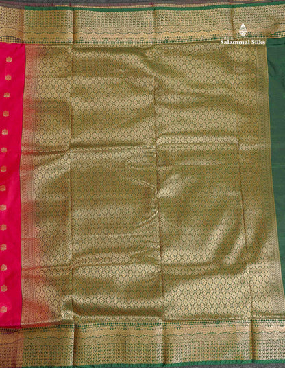 Semi Silk Saree - Orange Colour Body Zari Butta With Traditional Border | 9.5 Yards