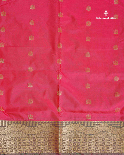 Semi Silk Saree - Orange Colour Body Zari Butta With Traditional Border | 9.5 Yards
