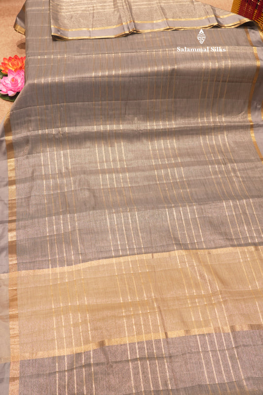 Kota Tissue Silk Saree Light Grey Colour With Gap Border