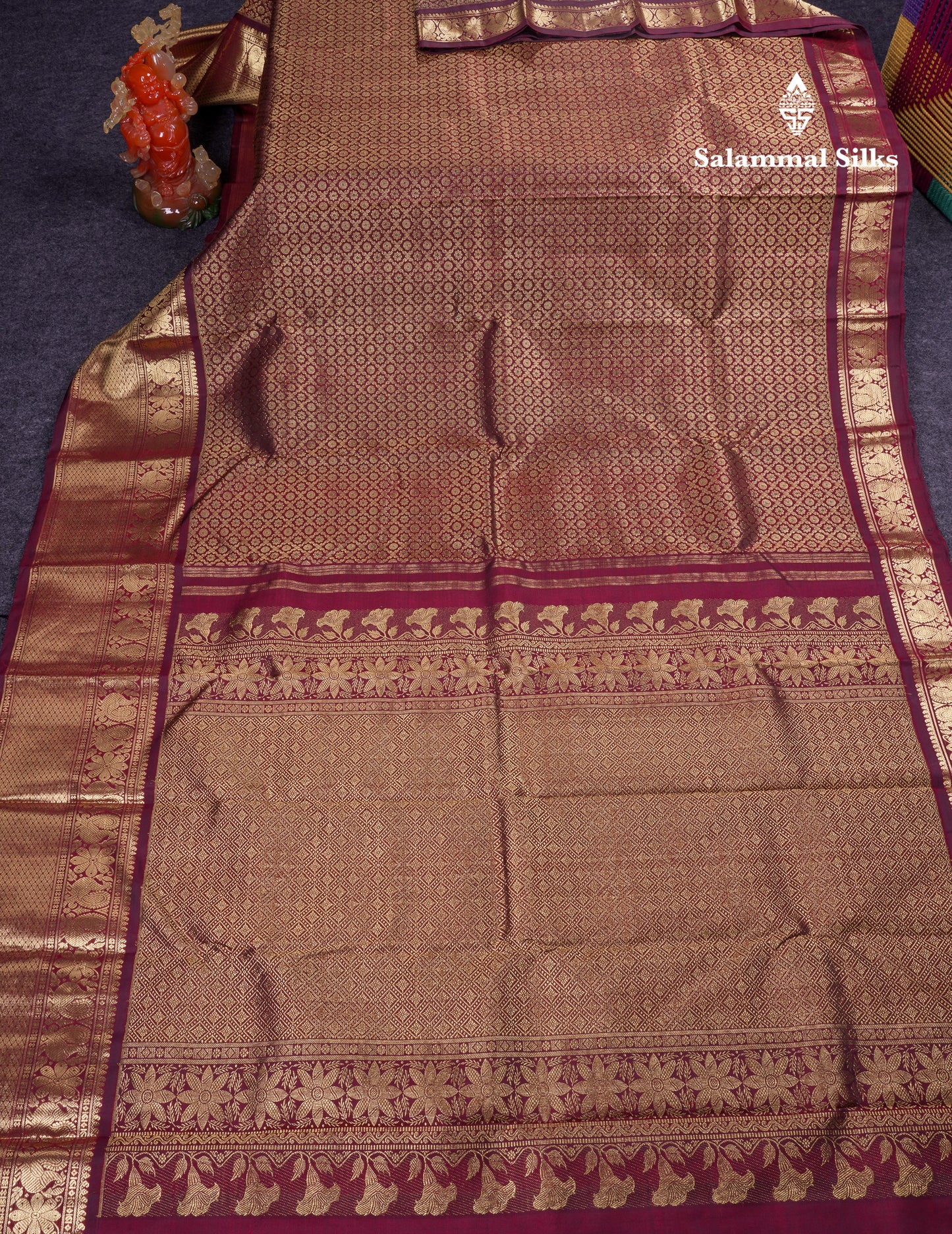 Beautiful Dark Brown Bridal Menakari Work Pure Kanjivaram Silk Saree With Traditional Evening Morning Border