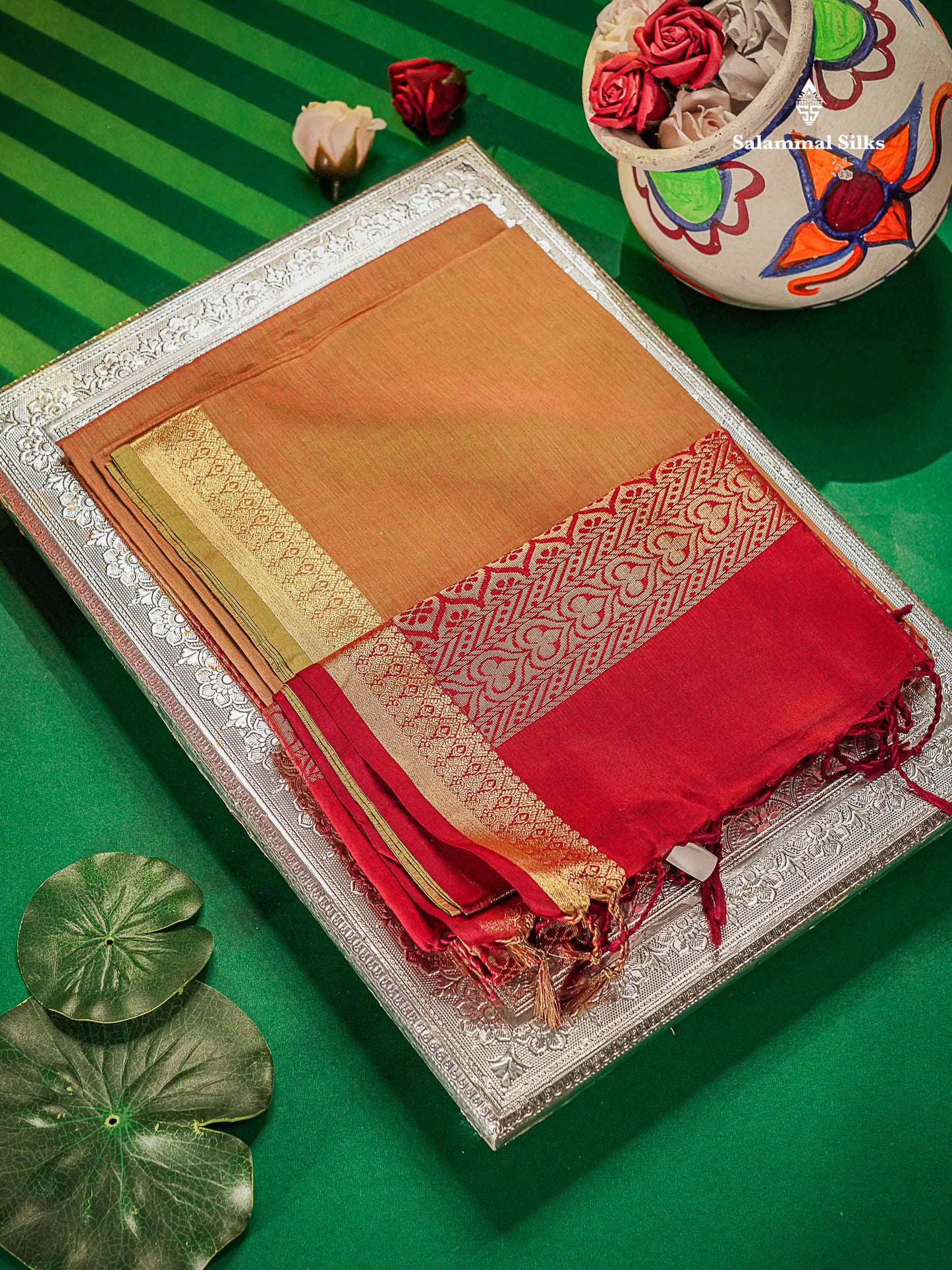 SICO Cotton Saree - Manthulir Yellow Colour Body Plain With Contrast Maroon Blouse