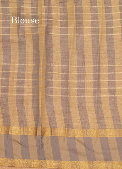 Kota Tissue Silk Saree Light Grey Colour With Gap Border