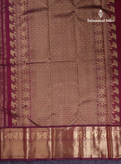 Beautiful Dark Brown Bridal Menakari Work Pure Kanjivaram Silk Saree With Traditional Evening Morning Border