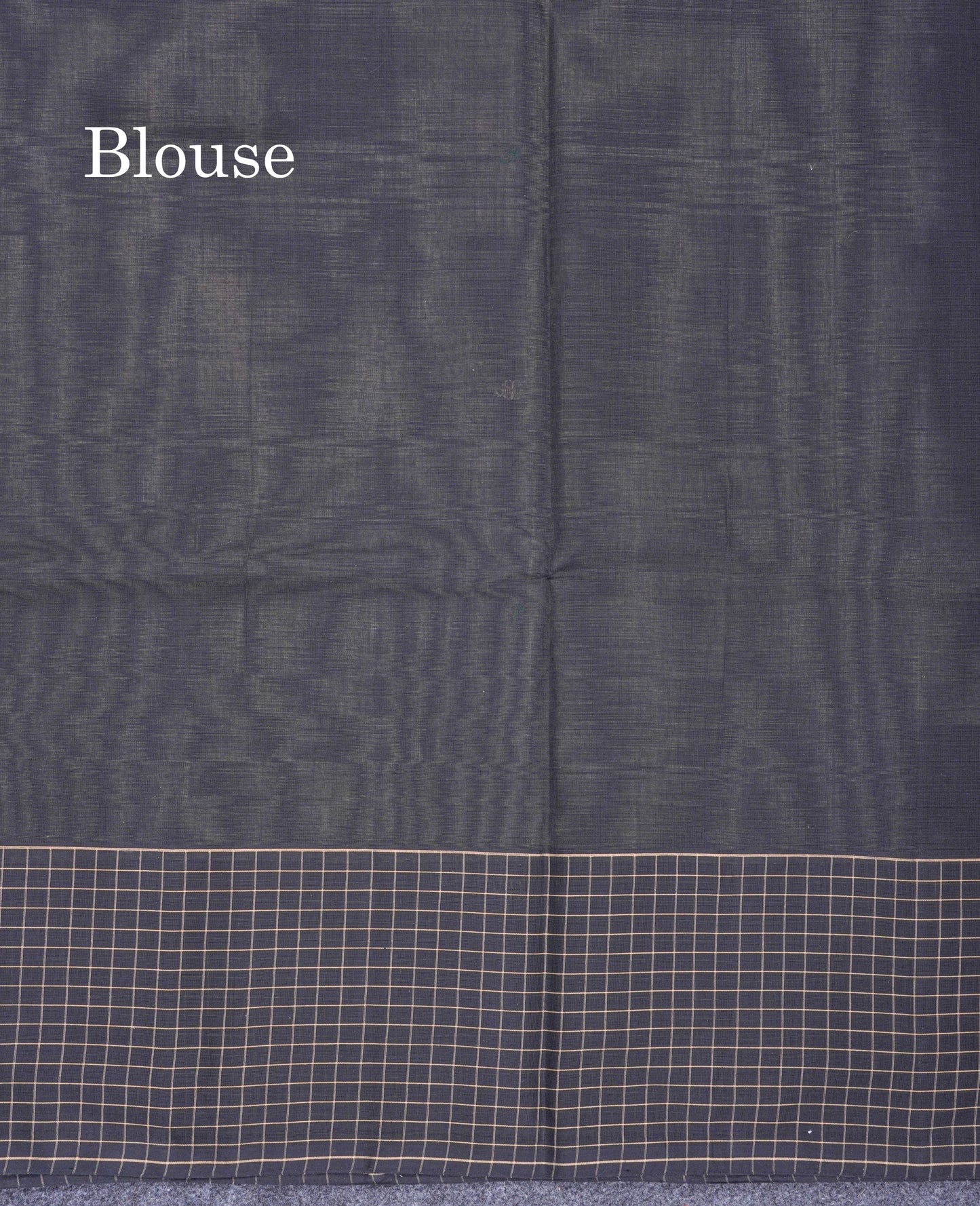 Beautiful Elephant Grey Thread Butta Pure Cotton Saree With Contrast Black Small Checks One Side Border