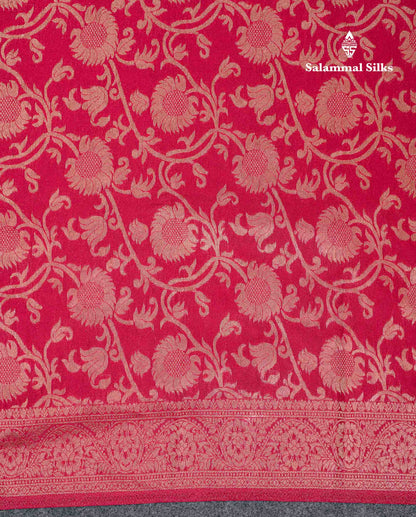 Beautiful Orange Semi Georgette Saree With Fancy Border