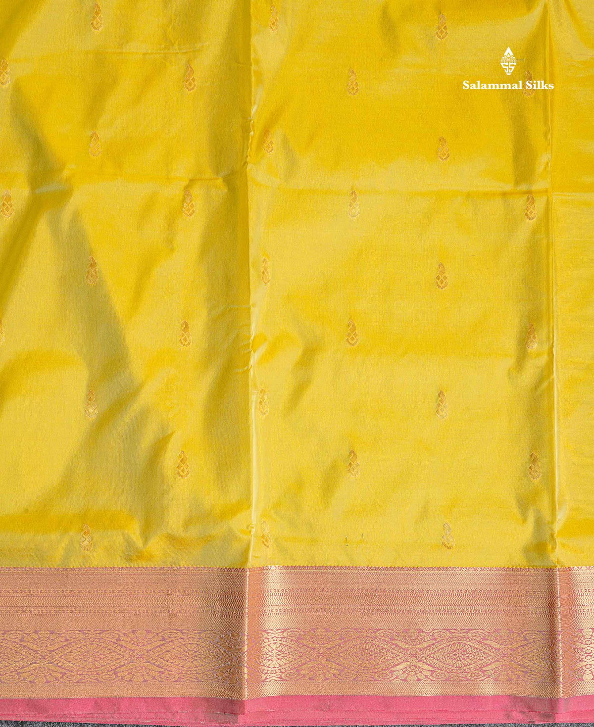 Semi Silk Saree - Lime Yellow Colour Body Zari Butta With Traditional Border | 9.5 Yards