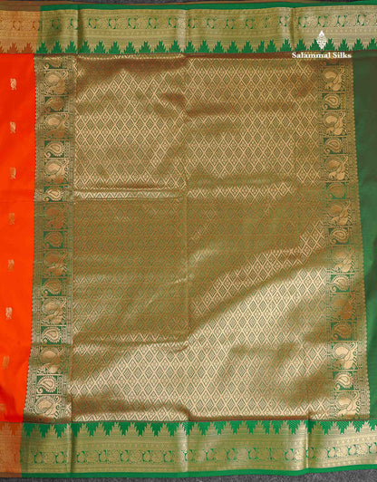 Semi Silk Saree - Maroon Colour Body Zari Butta With Traditional Temple Border | 9.5 Yards