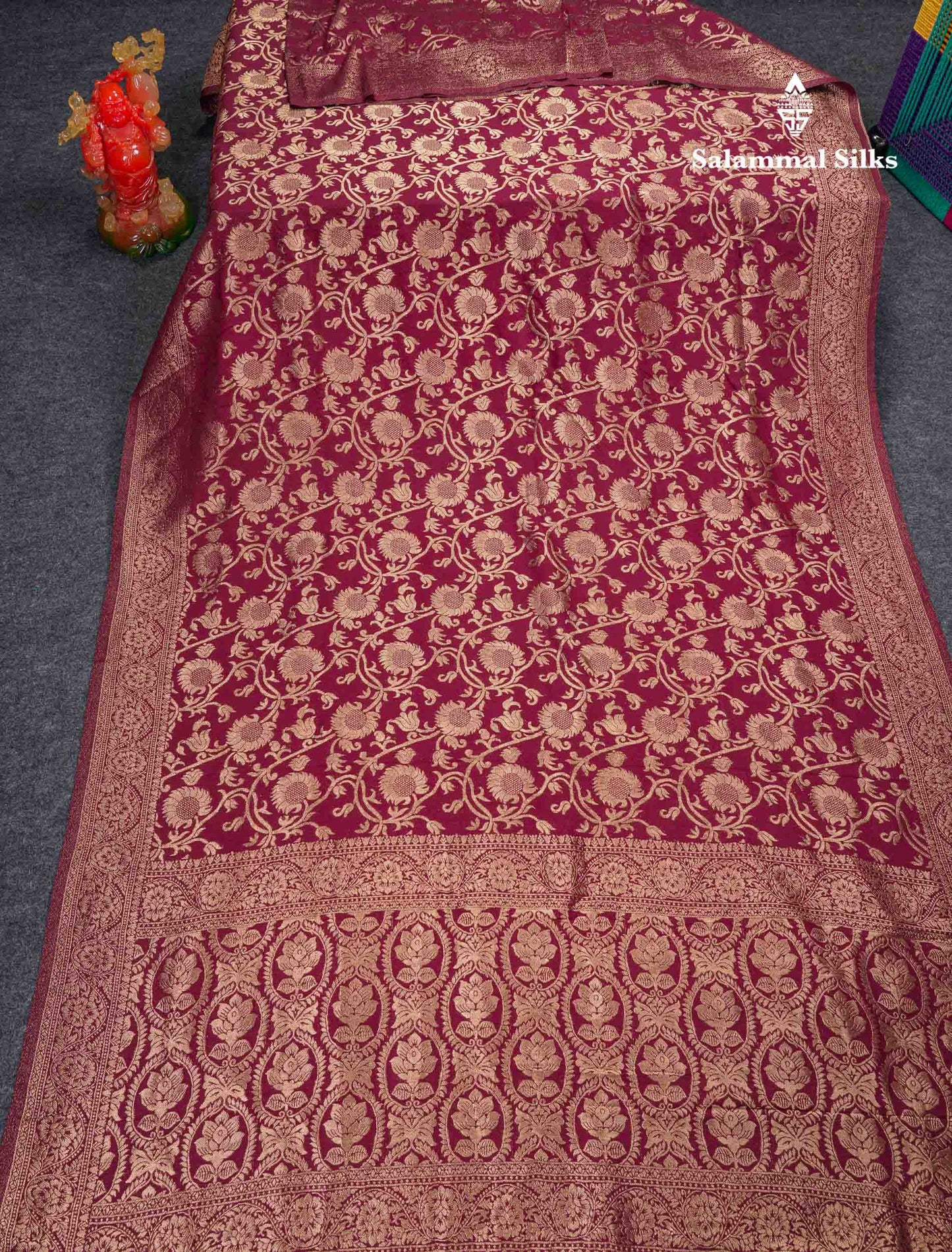 Beautiful Orange Semi Georgette Saree With Fancy Border