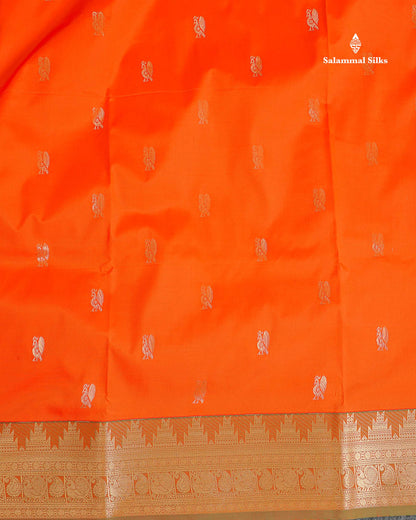 Semi Silk Saree - Maroon Colour Body Zari Butta With Traditional Temple Border | 9.5 Yards